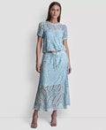 DKNY Women's Leaf Crochet Short-Sleeve Top