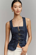 By Anthropologie Denim Hardware Tank Top