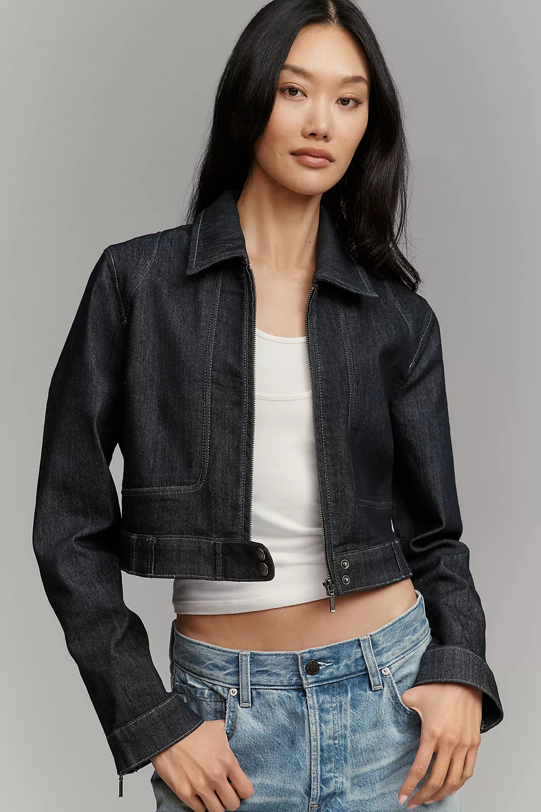 Pilcro Denim Shrunken Moto Jacket