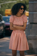 Vestido Midi Fit and Flare con Mangas Abullonadas