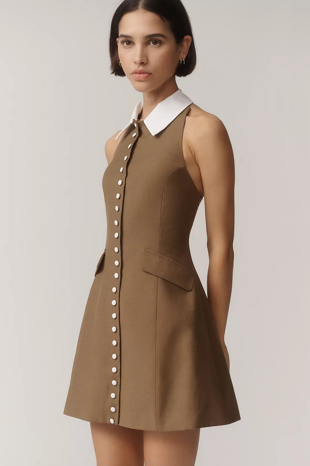 Maude Leon Sleeveless Collared Mini Dress