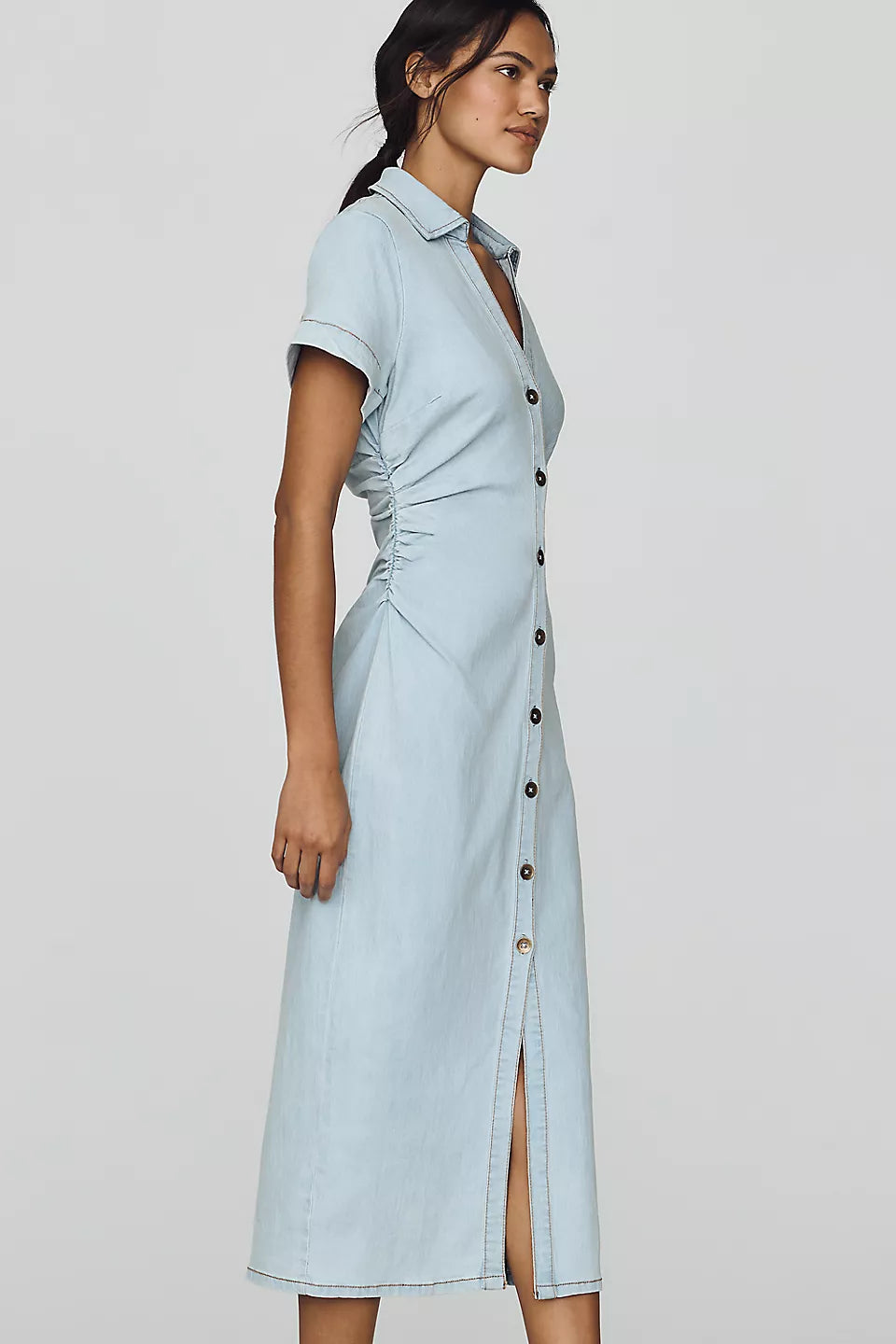 Stretch Denim Midi Dress