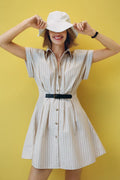 The Faye Short-Sleeve Belted Shirt Dress