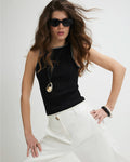 Black Ribbed Tipped Knitted Vest