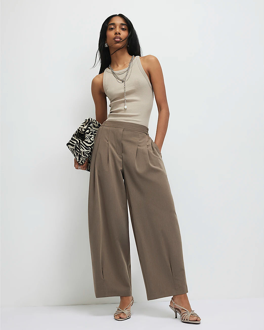 Beige Rib Cami Top